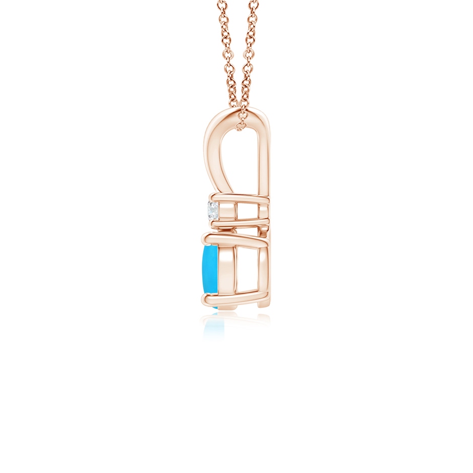5mm AAAA Round Turquoise Solitaire V-Bale Pendant with Diamond in Rose Gold side 199