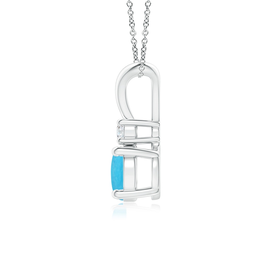 6mm A Round Turquoise Solitaire V-Bale Pendant with Diamond in S999 Silver side 199
