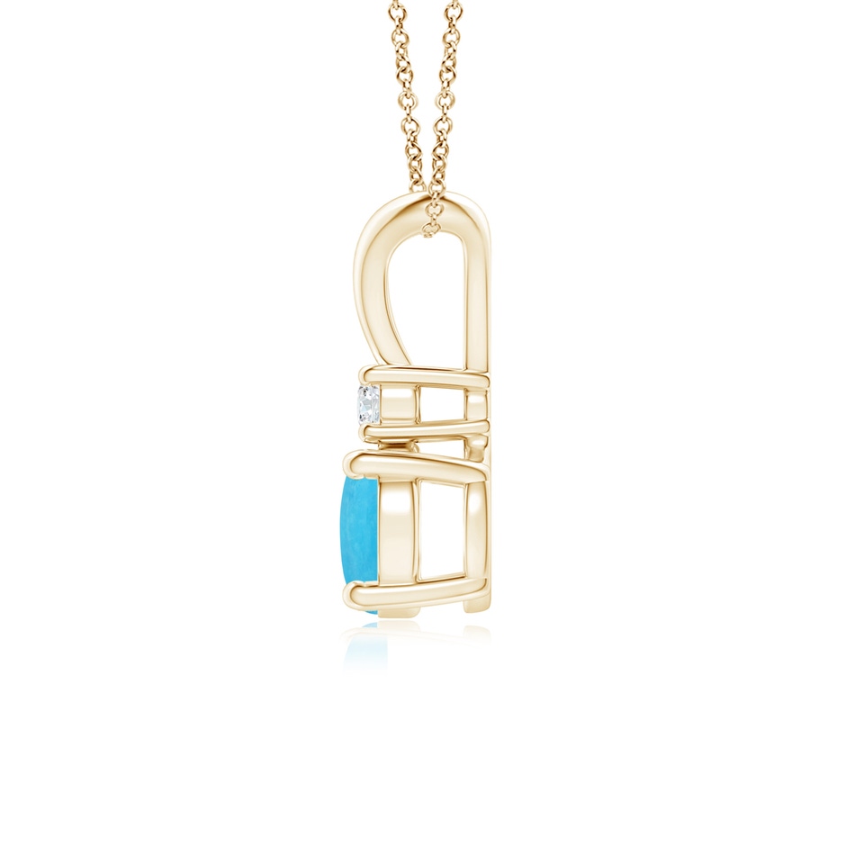 6mm A Round Turquoise Solitaire V-Bale Pendant with Diamond in Yellow Gold side 199