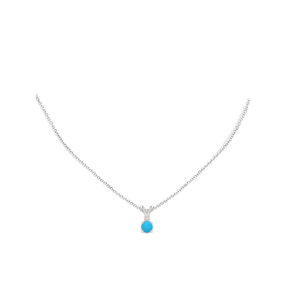 6mm AAAA Round Turquoise Solitaire V-Bale Pendant with Diamond in S999 Silver pen