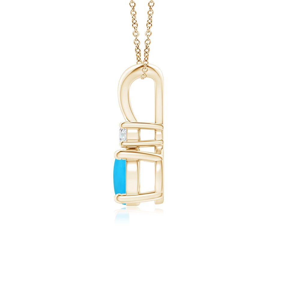 6mm AAAA Round Turquoise Solitaire V-Bale Pendant with Diamond in Yellow Gold side 199