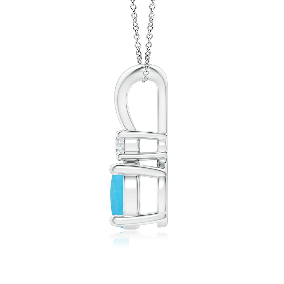 7mm A Round Turquoise Solitaire V-Bale Pendant with Diamond in White Gold side 199
