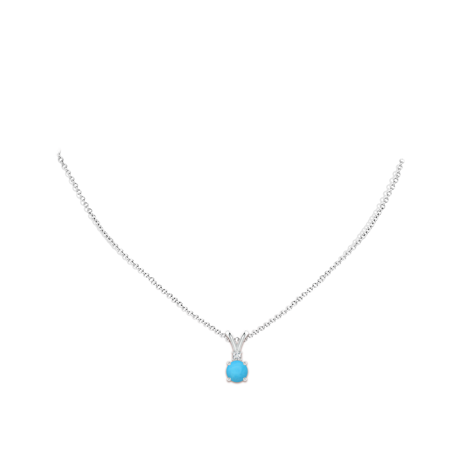 7mm AAA Round Turquoise Solitaire V-Bale Pendant with Diamond in S999 Silver pen