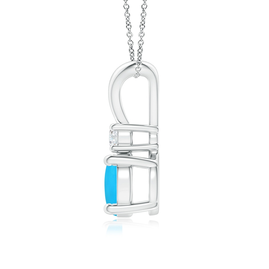 7mm AAAA Round Turquoise Solitaire V-Bale Pendant with Diamond in S999 Silver side 199