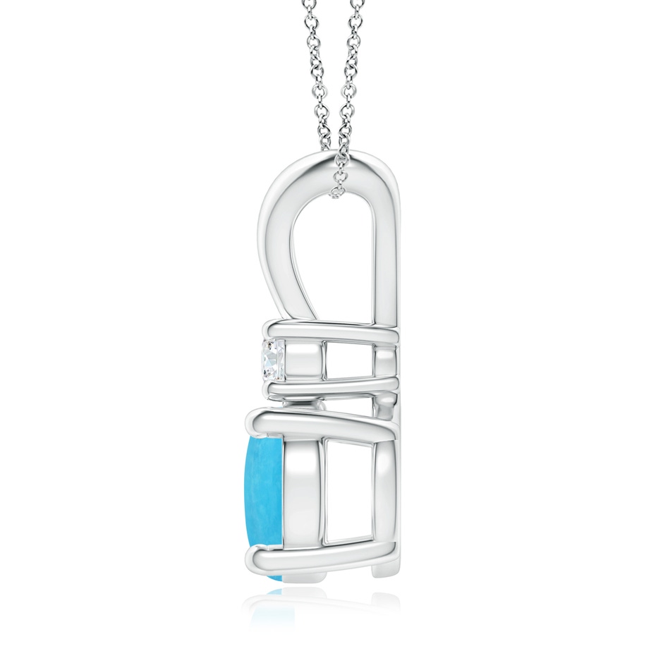 8mm A Round Turquoise Solitaire V-Bale Pendant with Diamond in S999 Silver side 199