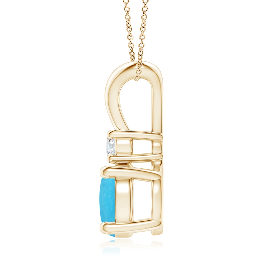 8mm A Round Turquoise Solitaire V-Bale Pendant with Diamond in Yellow Gold side 199