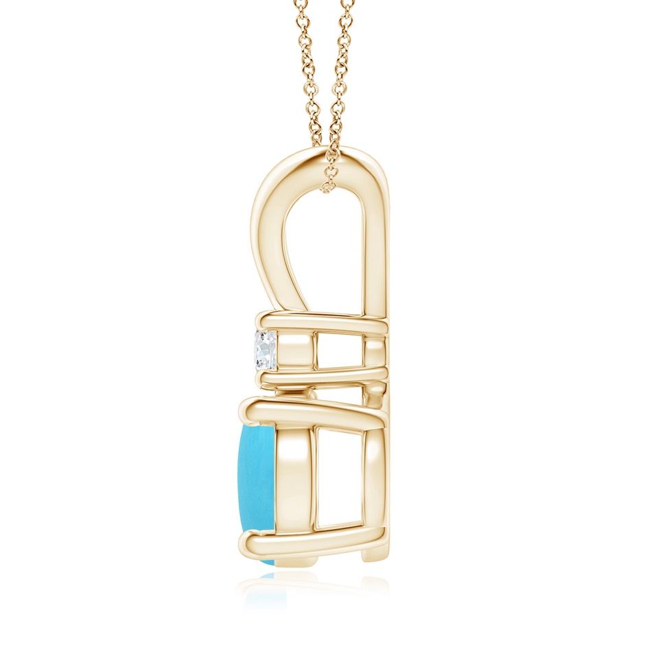 8mm AA Round Turquoise Solitaire V-Bale Pendant with Diamond in Yellow Gold side 199