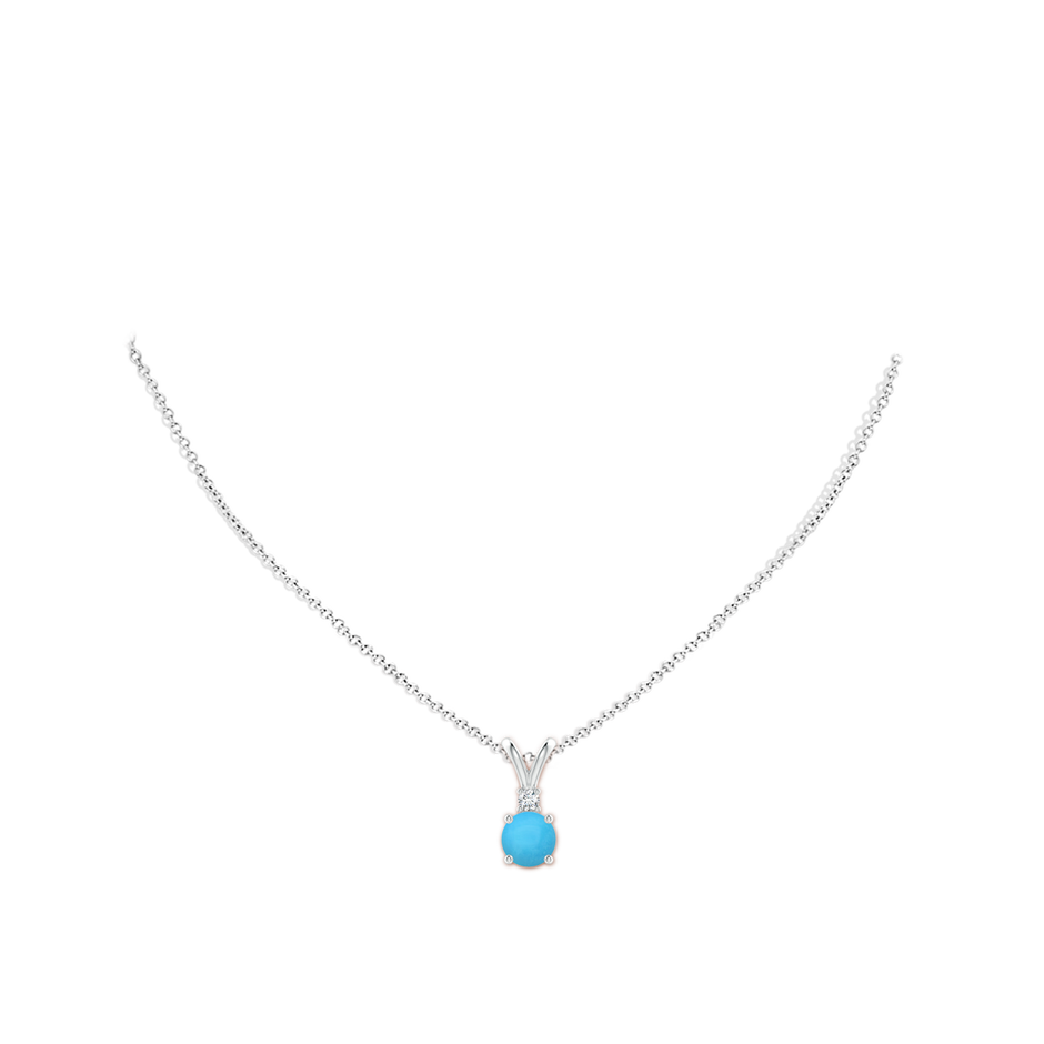 8mm AAA Round Turquoise Solitaire V-Bale Pendant with Diamond in S999 Silver pen