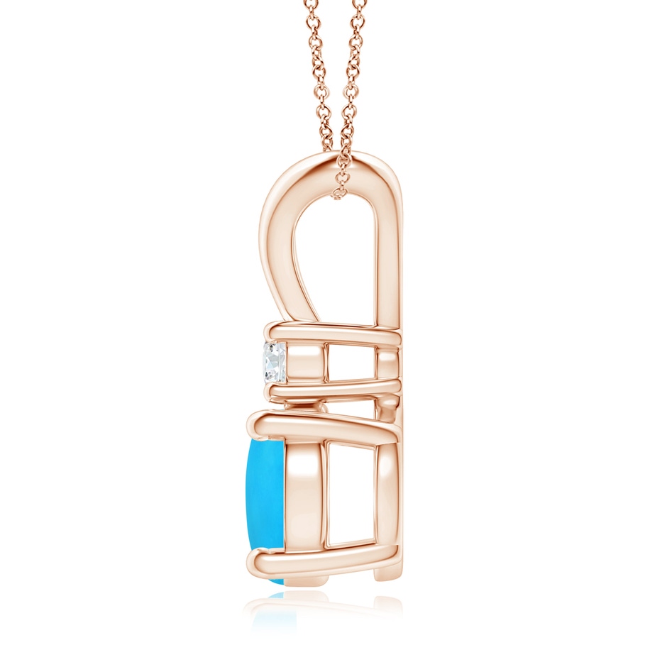 8mm AAAA Round Turquoise Solitaire V-Bale Pendant with Diamond in Rose Gold side 199