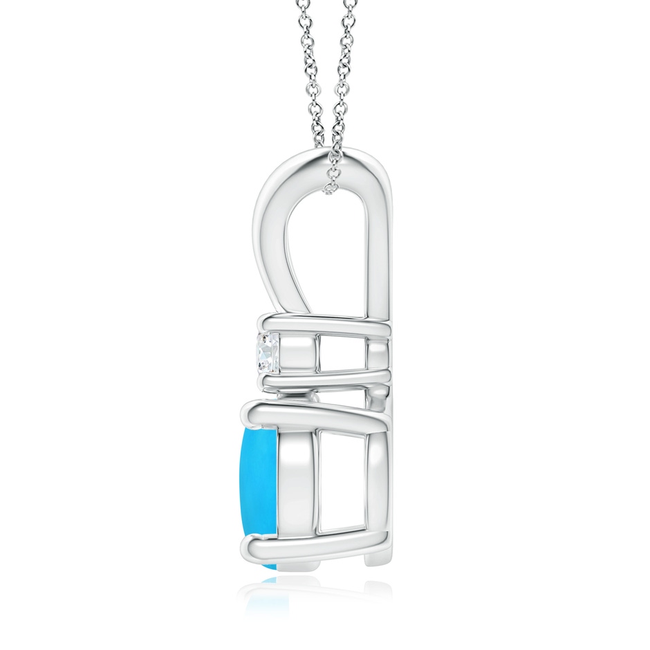 8mm AAAA Round Turquoise Solitaire V-Bale Pendant with Diamond in White Gold side 199