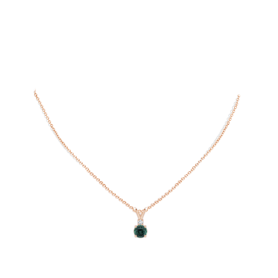 7.50-7.57x5.13mm AAA GIA Certified Teal montana sapphire Solitaire Pendant with Diamond V-Bale in 18K Rose Gold pen