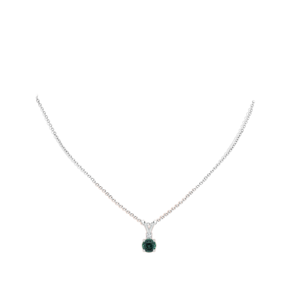 7.50-7.57x5.13mm AAA GIA Certified Teal montana sapphire Solitaire Pendant with Diamond V-Bale in P950 Platinum pen