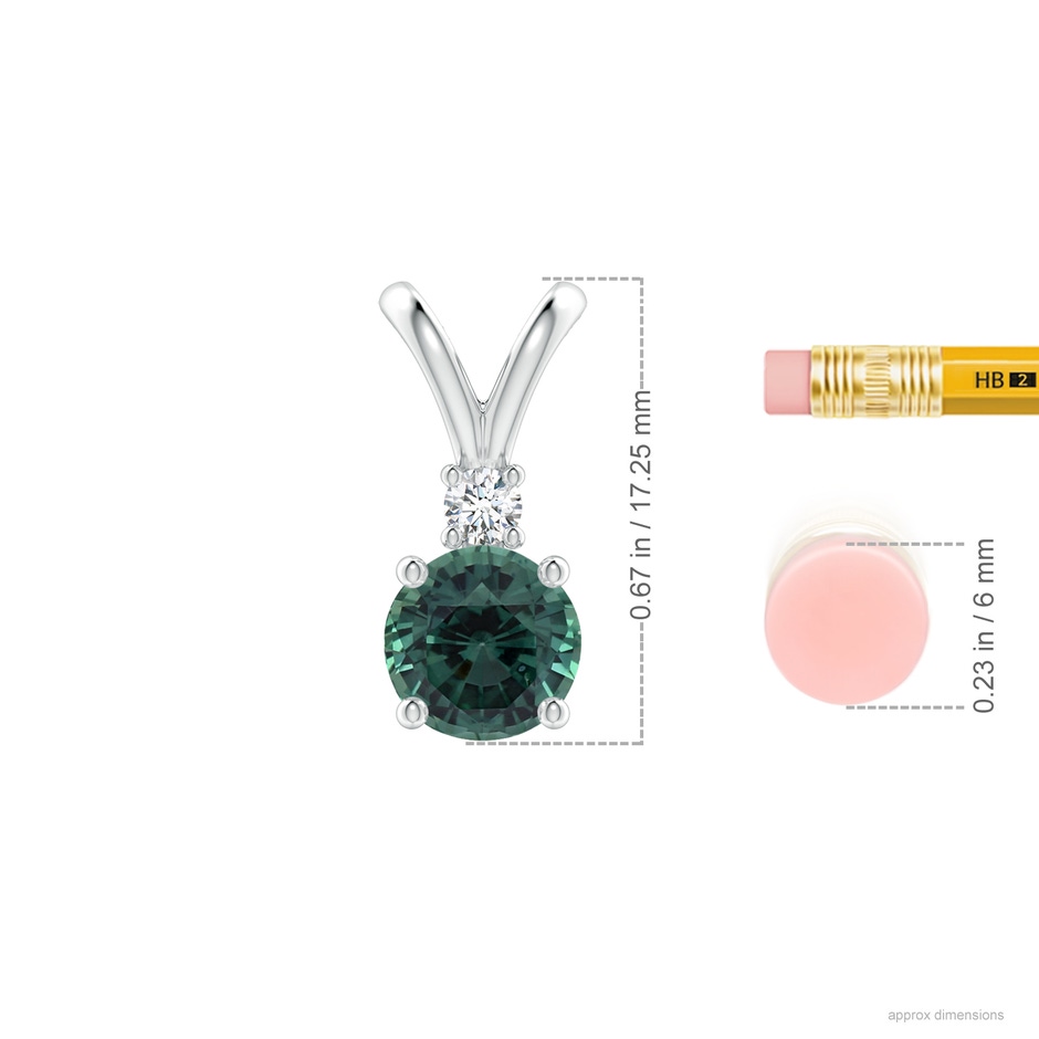7.50-7.57x5.13mm AAA GIA Certified Teal montana sapphire Solitaire Pendant with Diamond V-Bale in P950 Platinum ruler
