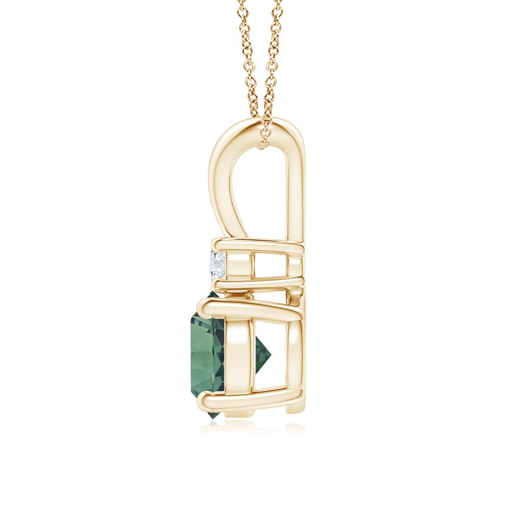 7.50-7.57x5.13mm AAA GIA Certified Teal montana sapphire Solitaire Pendant with Diamond V-Bale in Yellow Gold - side 199