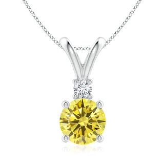 8mm AAAA Round Fancy Intense Yellow Diamond V-Bale Pendant in P950 Platinum