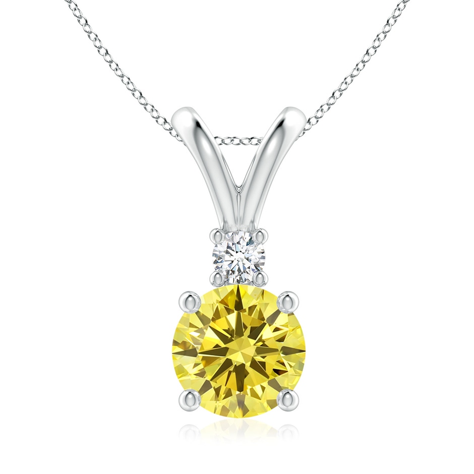 8mm AAAA Round Fancy Intense Yellow Diamond V-Bale Pendant in P950 Platinum 