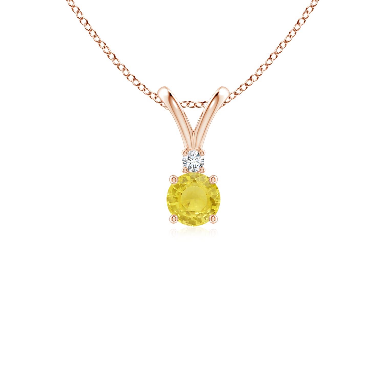 A - Yellow Sapphire / 0.28 CT / 14 KT Rose Gold