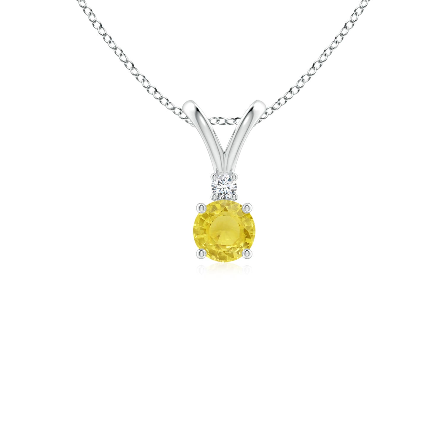 A - Yellow Sapphire / 0.28 CT / 14 KT White Gold