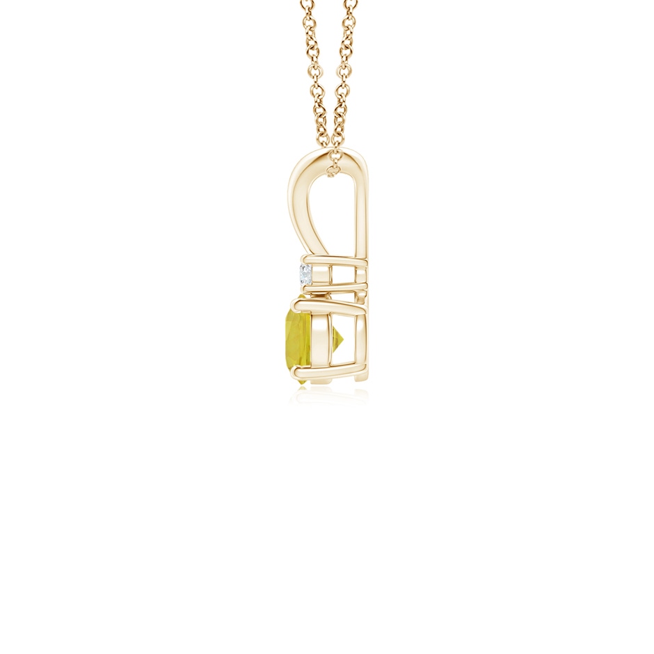 4mm A Round Yellow Sapphire Solitaire V-Bale Pendant with Diamond in Yellow Gold side 1