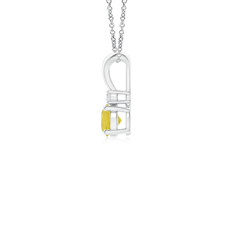 4mm AA Round Yellow Sapphire Solitaire V-Bale Pendant with Diamond in P950 Platinum side 1