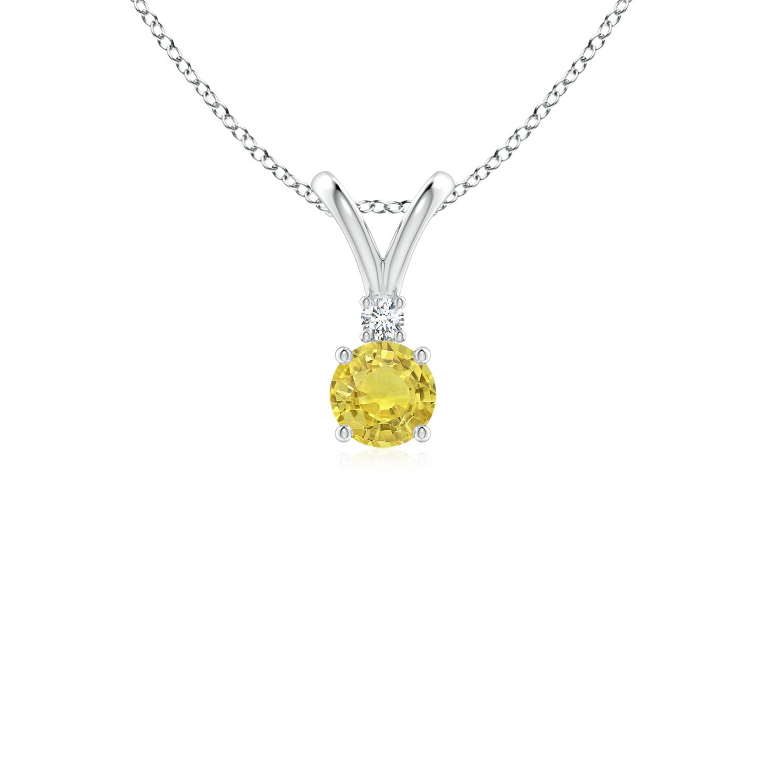 AA - Yellow Sapphire / 0.28 CT / 14 KT White Gold