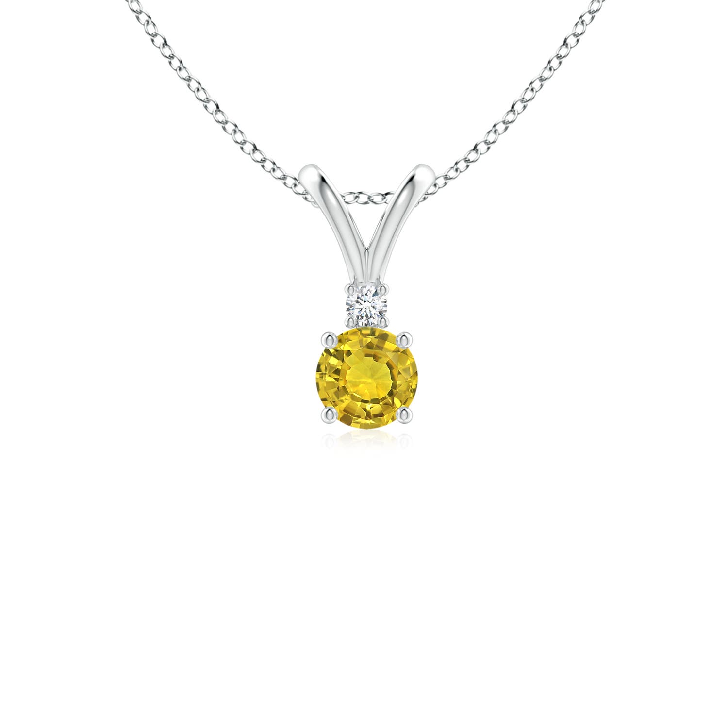 AAAA - Yellow Sapphire / 0.28 CT / 14 KT White Gold