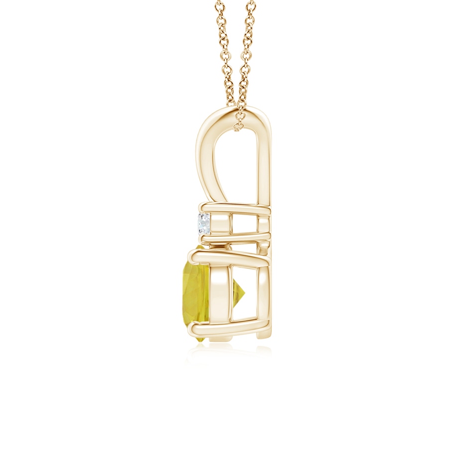 6mm A Round Yellow Sapphire Solitaire V-Bale Pendant with Diamond in Yellow Gold side 1