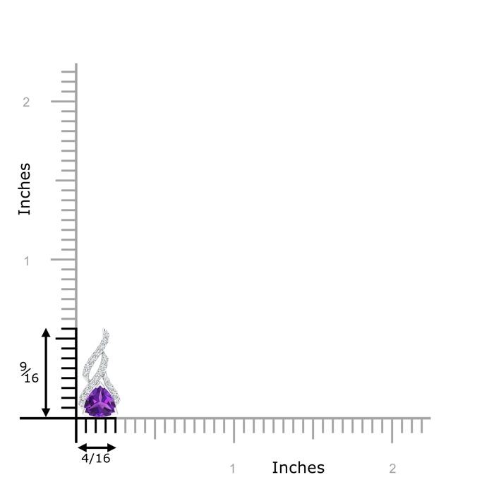 5mm AAAA Trillion Amethyst Solitaire Pendant with Diamond Swirl in White Gold product image