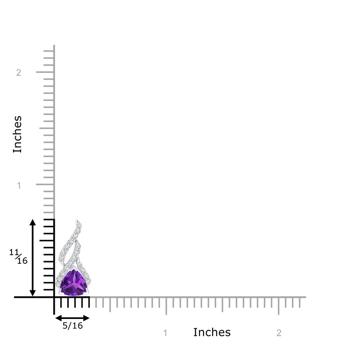 6mm AAAA Trillion Amethyst Solitaire Pendant with Diamond Swirl in P950 Platinum product image