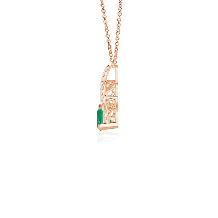 A - Emerald / 0.28 CT / 14 KT Rose Gold