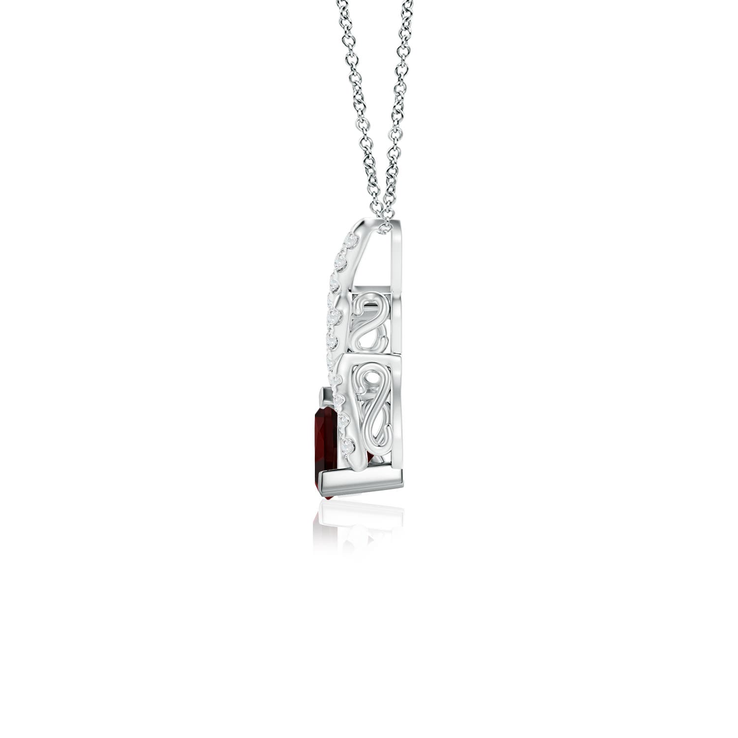 A - Garnet / 0.6 CT / 14 KT White Gold