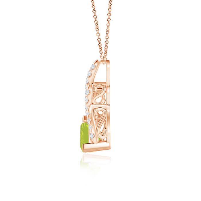 A - Peridot / 0.85 CT / 14 KT Rose Gold