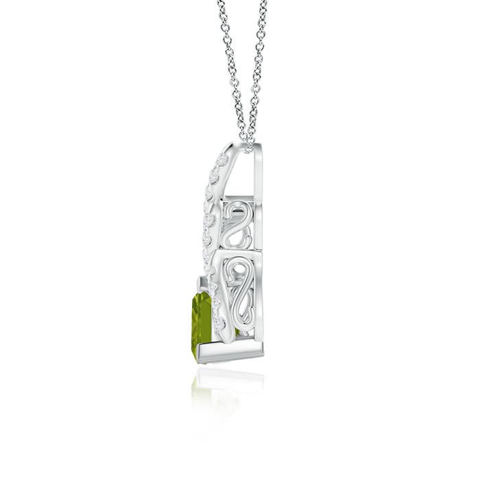 AAA - Peridot / 0.85 CT / 14 KT White Gold