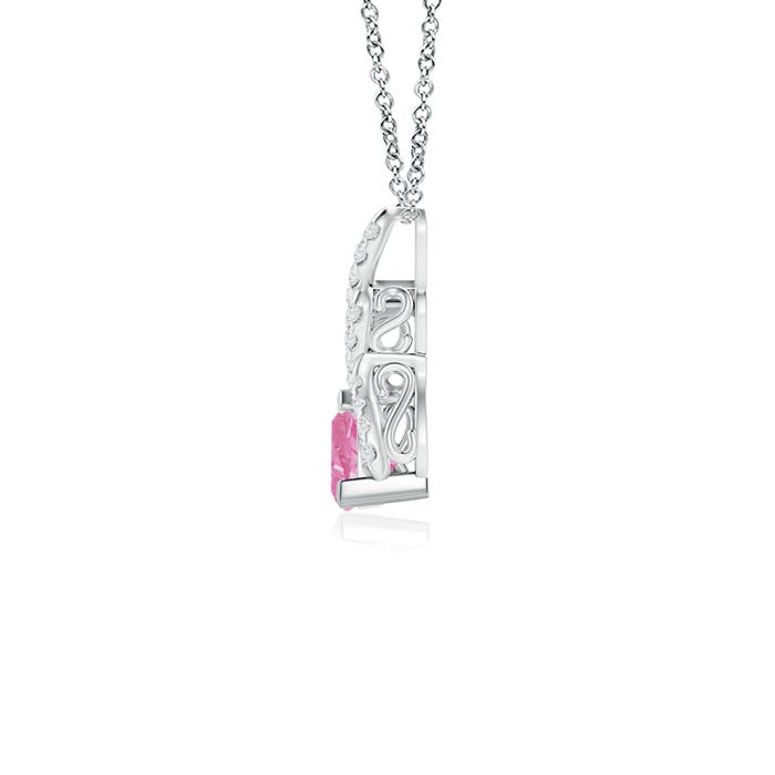 AA - Pink Sapphire / 0.29 CT / 14 KT White Gold