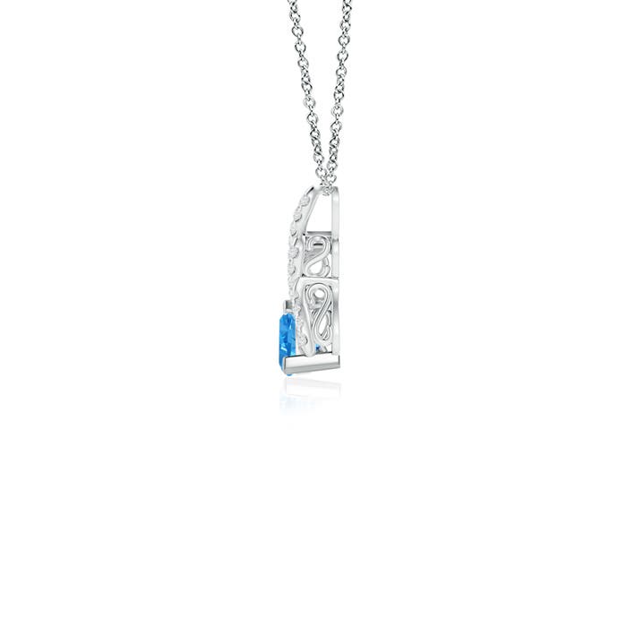 AAAA - Swiss Blue Topaz / 0.33 CT / 14 KT White Gold