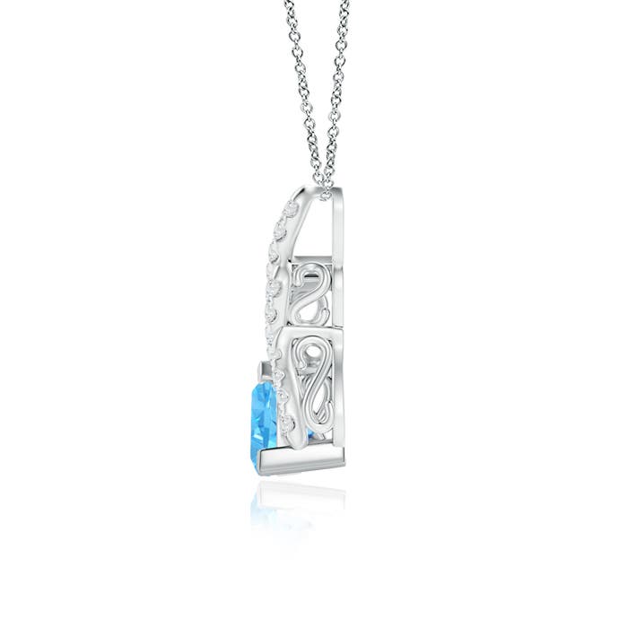 AAA - Swiss Blue Topaz / 1.05 CT / 14 KT White Gold