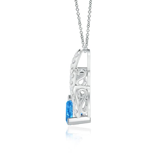 AAAA - Swiss Blue Topaz / 1.05 CT / 14 KT White Gold