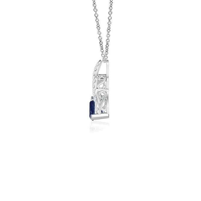 A - Blue Sapphire / 0.34 CT / 14 KT White Gold