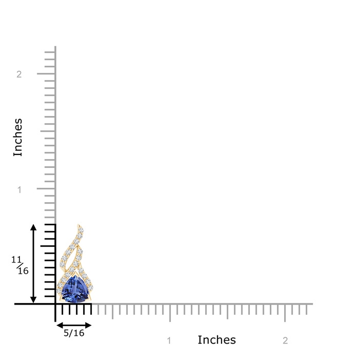 7mm AA Trillion Tanzanite Solitaire Pendant with Diamond Swirl in Yellow Gold product image