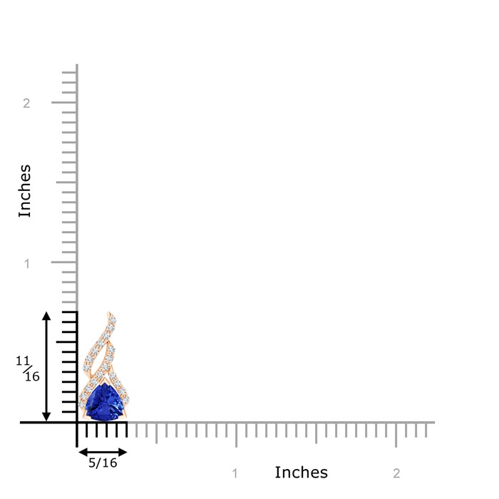 7mm AAA Trillion Tanzanite Solitaire Pendant with Diamond Swirl in Rose Gold product image