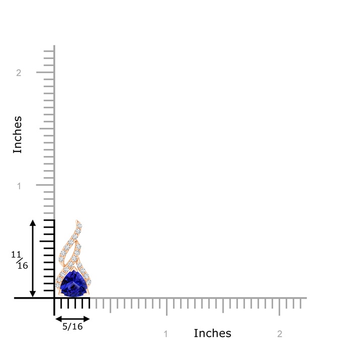 7mm AAAA Trillion Tanzanite Solitaire Pendant with Diamond Swirl in Rose Gold product image