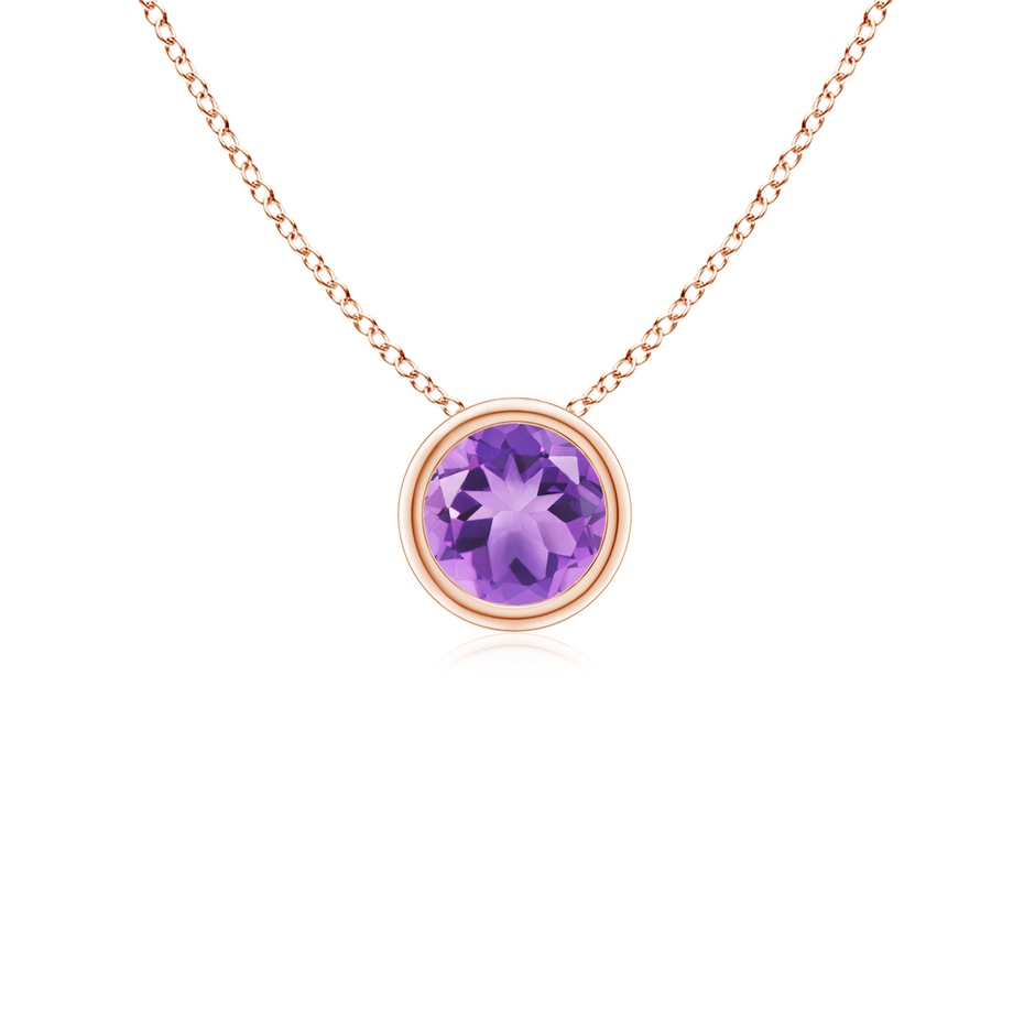 4mm A Bezel-Set Round Amethyst Solitaire Pendant in Rose Gold 