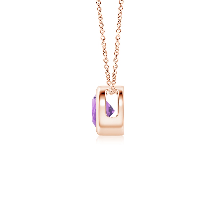 4mm A Bezel-Set Round Amethyst Solitaire Pendant in Rose Gold side 199