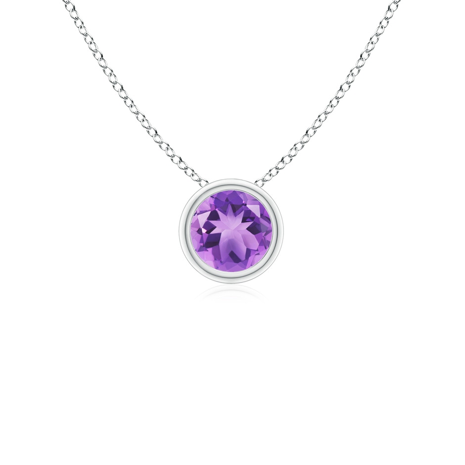4mm A Bezel-Set Round Amethyst Solitaire Pendant in S999 Silver 