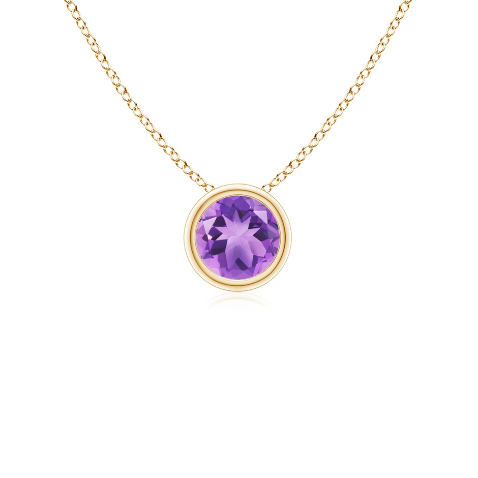 4mm A Bezel-Set Round Amethyst Solitaire Pendant in Yellow Gold 