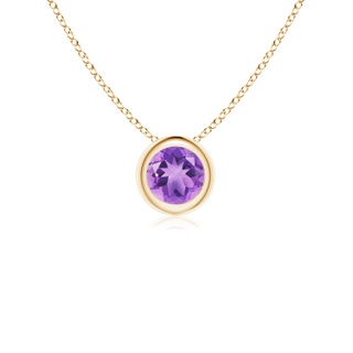 4mm A Bezel-Set Round Amethyst Solitaire Pendant in Yellow Gold