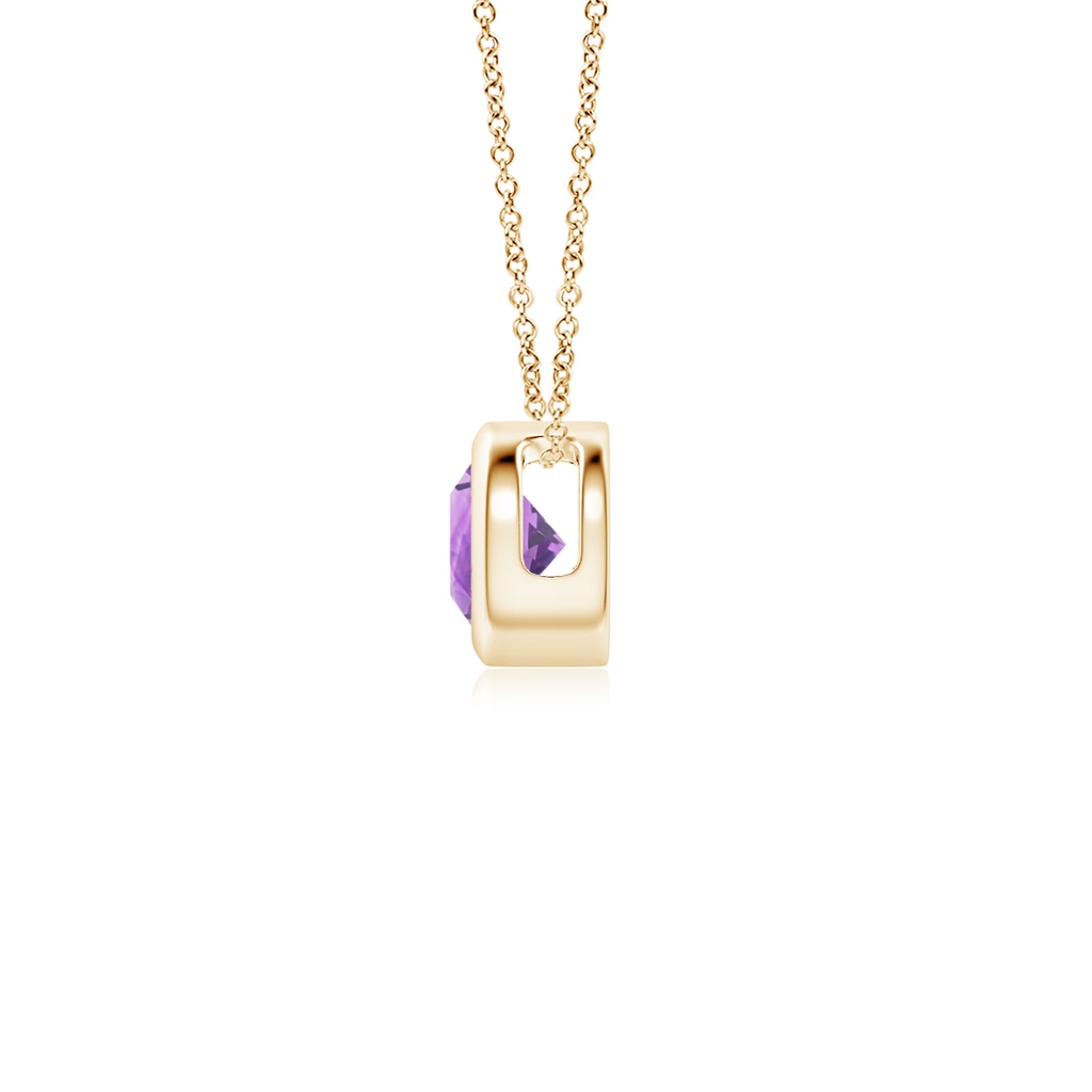 4mm A Bezel-Set Round Amethyst Solitaire Pendant in Yellow Gold Side 1