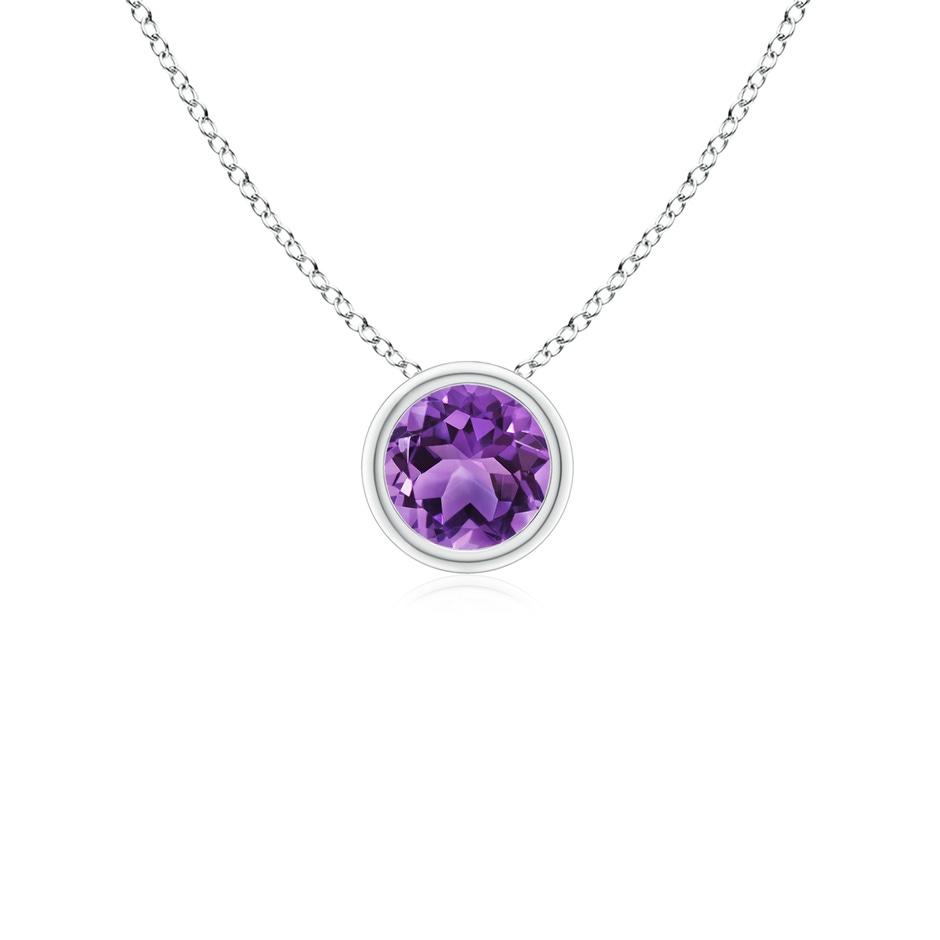 4mm AA Bezel-Set Round Amethyst Solitaire Pendant in P950 Platinum 