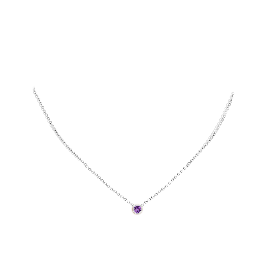 4mm AA Bezel-Set Round Amethyst Solitaire Pendant in P950 Platinum pen