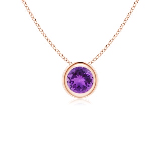 4mm AAA Bezel-Set Round Amethyst Solitaire Pendant in Rose Gold